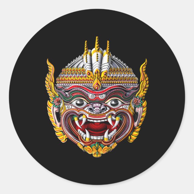 Kambodschanischer Khmer Hanuman Reamker Traditione Runder Aufkleber (Vorderseite)