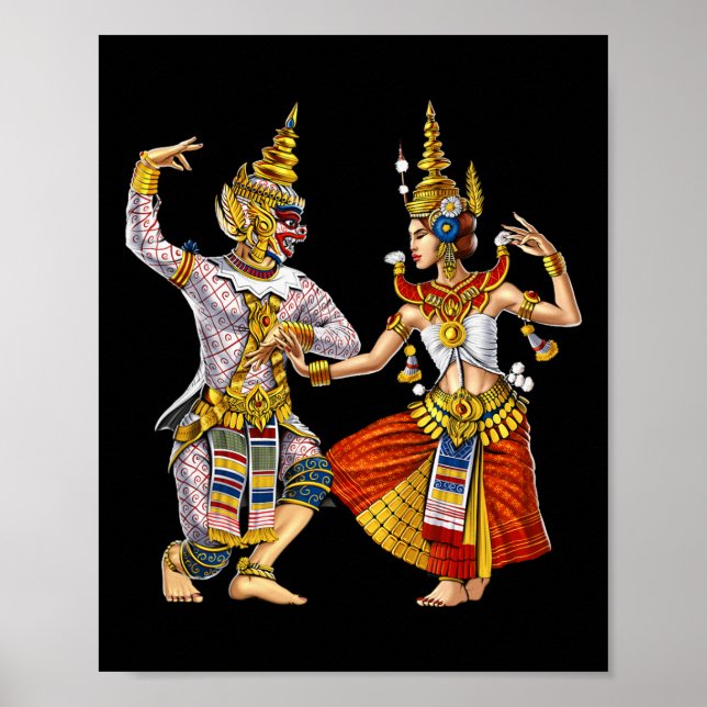 Kambodschanischer Khmer Traditioneller Tanz Apsara Poster (Vorne)