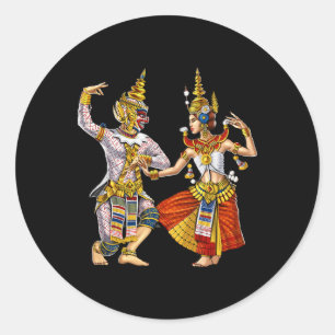 Kambodschanischer Khmer Traditioneller Tanz Apsara Runder Aufkleber