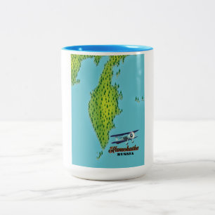 Kamchatka-Halbinsel Russland Reisekarte. Zweifarbige Tasse