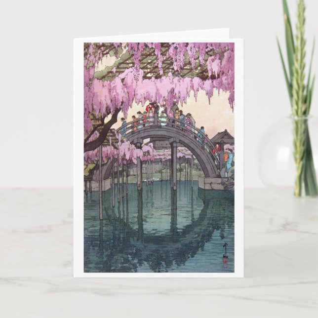 Kameido Bridge, Hiroshi Yoshida, Woodcut Karte (Vorderseite)