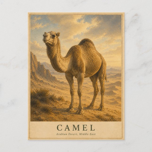 Kamel Arabische Wüste VINTAGE Postkarte (Vorderseite)