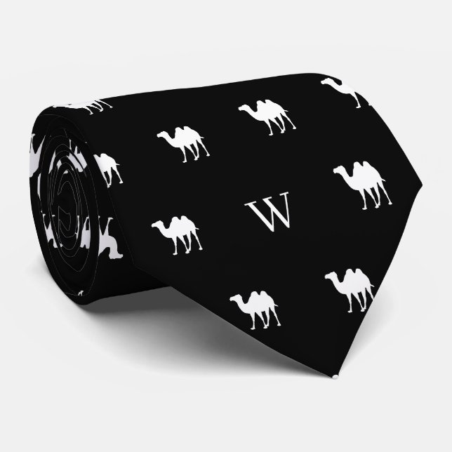 Kamel Humpday monogrammierte Initialen Schwarz und Krawatte (Gerollt)