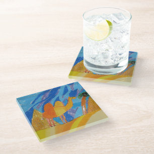 Kamel-Kunst von Kindern zeichnend Glasuntersetzer