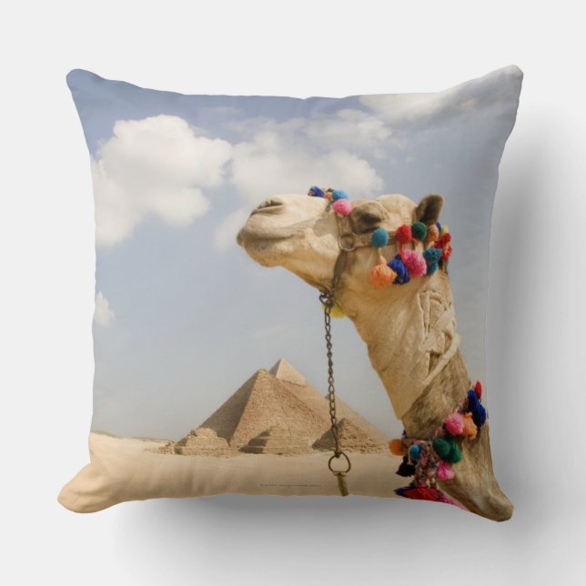 Kamel mit Pyramiden Giseh, Ägypten Kissen (Vorderseite)