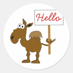 Kamel mit Unterschrift Runder Aufkleber