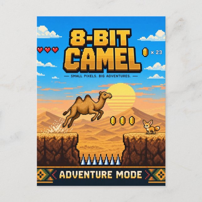 Kamel, Retro-8-Bit-Pixelkunst Postkarte (Vorderseite)