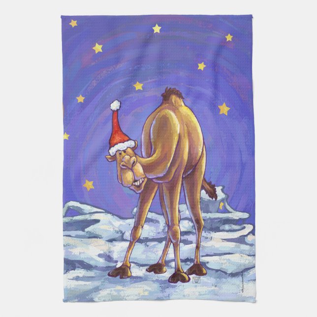 Kamel-Weihnachten Geschirrtuch (Vertikal)