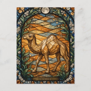 Kamel Wüsten Dünen Illumina Buntglas Postkarte