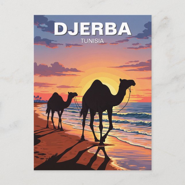 Kamele auf der Insel Djerba Tunesien Postkarte (Vorderseite)