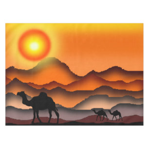 Kamele in Sonnenuntergang Tischdecke
