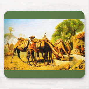 Kamele trinken an einer Oase Mousepad