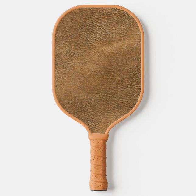 Kamelfarbenes Lederhintergrund Pickleball Schläger (Vorderseite)