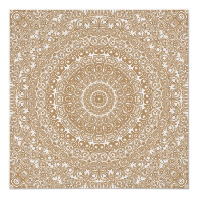 Kamelfarbenes Mandala-Muster-Design Poster (Vorderseite)