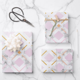 Kamelias geometrisches Muster 4 Geschenkpapier Set