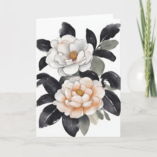 Kamelie - Aquarellblumen Karte (Vorderseite)
