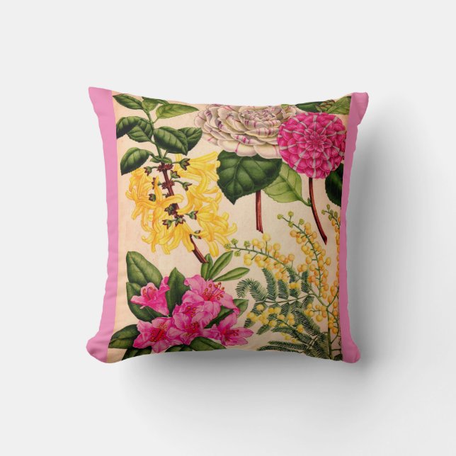 Kamelie, Forsythia, Rhododendron und Akazie Kissen (Vorderseite)