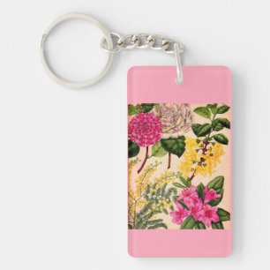Kamelie, Forsythia, Rhododendron und Akazie Schlüsselanhänger
