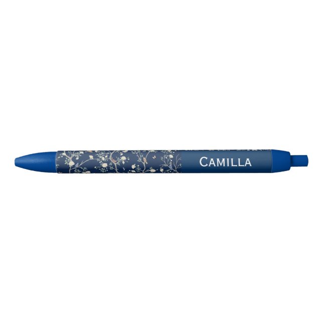 Kamelien Blumen Navy Blau Benutzername  Kugelschreiber (Vorderseite)