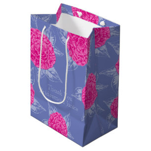 Kamelien, Rosa und Blau-Gastgeschenk Hochzeit Mittlere Geschenktüte