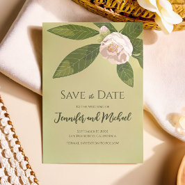 Kamelien und Grüne Einfache Elegant Save the Date Einladung