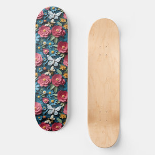 Kamelien, Vergessenstiche, Schmetterlinge und Bien Skateboard