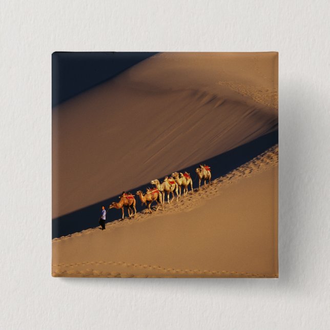 Kamelkarawane auf der Wüste, Dunhuang, Gansu Button (Vorderseite)
