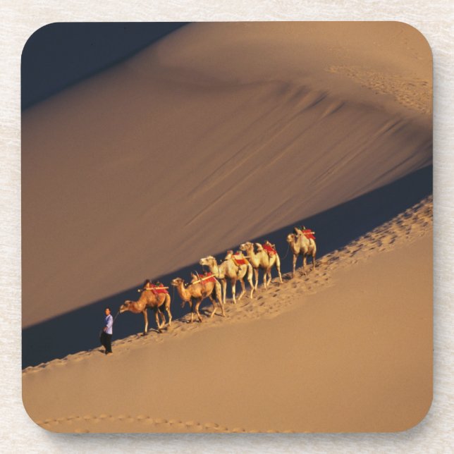 Kamelkarawane auf der Wüste, Dunhuang, Gansu Untersetzer (Vorderseite)