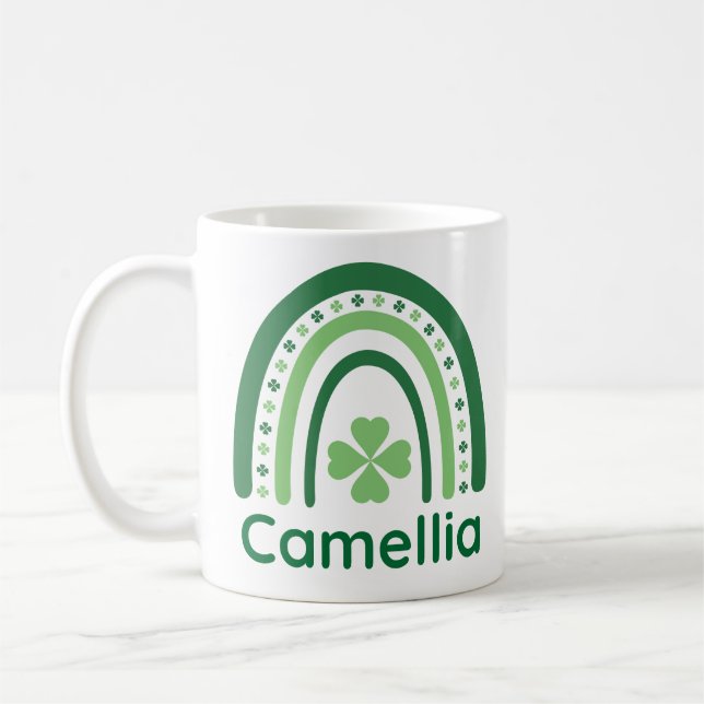 Kamellia Name Clover Boho Rainbow Kaffeetasse (Links)