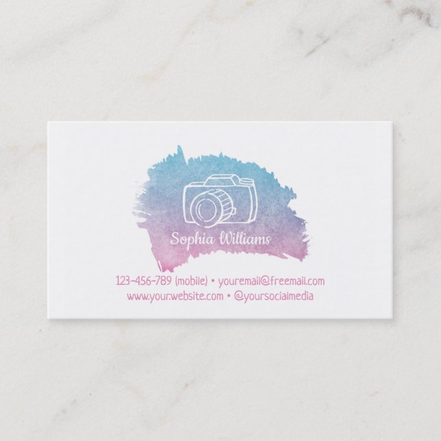 Kamera-Galaxie-Aquarell-Frau-Fotograf Visitenkarte (Vorderseite)