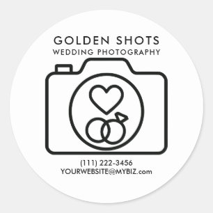 Kamera Herz Minimale Moderne Hochzeitsfotografie Runder Aufkleber