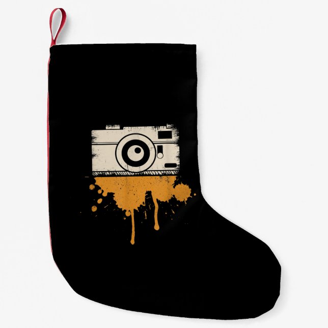Kamera I Fotografie I Retro Journalist Kleiner Weihnachtsstrumpf (Vorderseite)
