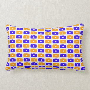 Kamera-Liebe-lumbales Kissen (blau und orange)