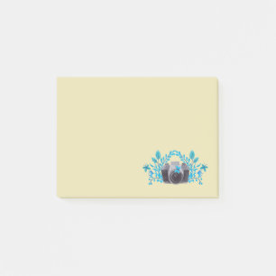 Kamera mit blauen Blätter und Schmetterlingen Post-it Klebezettel