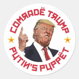 Kamerad Trump: Putins Puppe, sowjetische Illustrat Runder Aufkleber