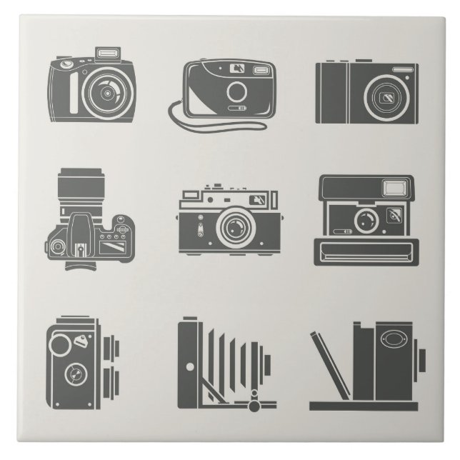 Kameras Vintage Fotografie Fliese (Vorderseite)