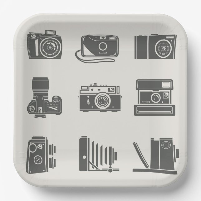 Kameras Vintage Fotografie Pappteller (Vorderseite)