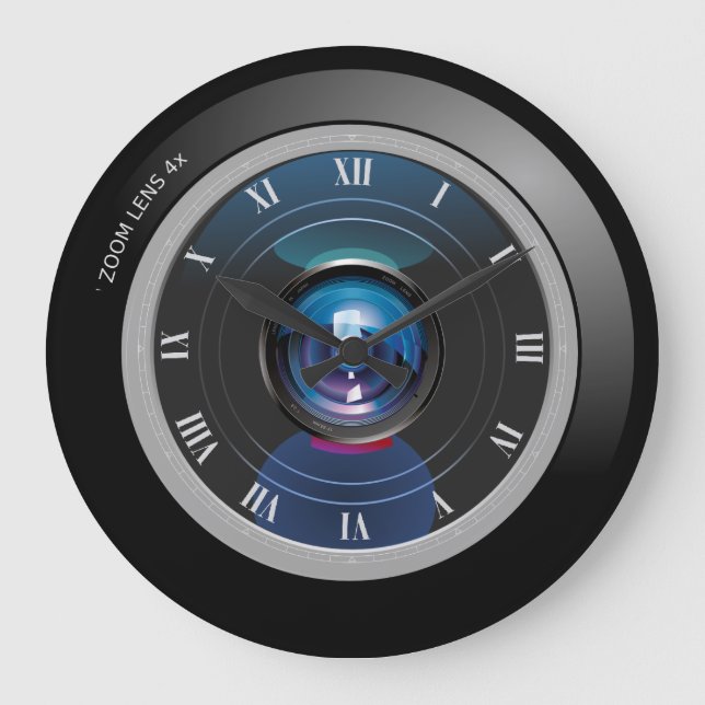 Kamerasoom Lens mit römischen Zahlen Große Wanduhr (Vorderseite)