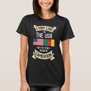 Kamerun Amerikanische Flagge USA Kamerunische Root T-Shirt