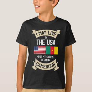 Kamerun Amerikanische Flagge USA Kamerunische Root T-Shirt