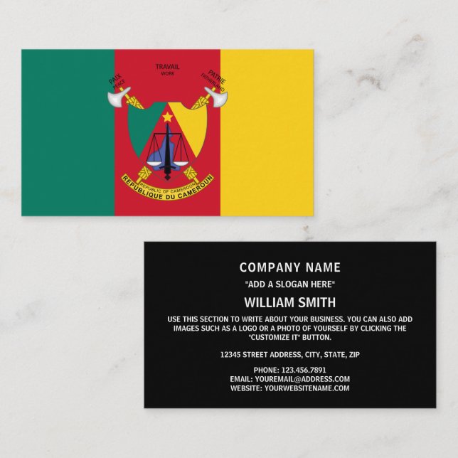 Kamerun Flag & Coat of Arms, Flag of Cameroon Visitenkarte (Vorne/Hinten)