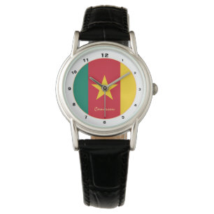 Kamerun Flag & Kamerun trendige Mode / Design Armbanduhr