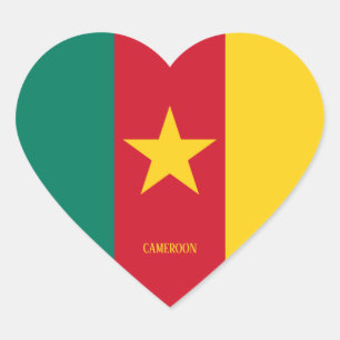 Kamerun Flag Patriotic Herz-Aufkleber