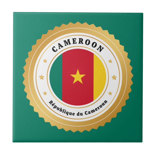 Kamerun-Flagge Fliese (Vorderseite)