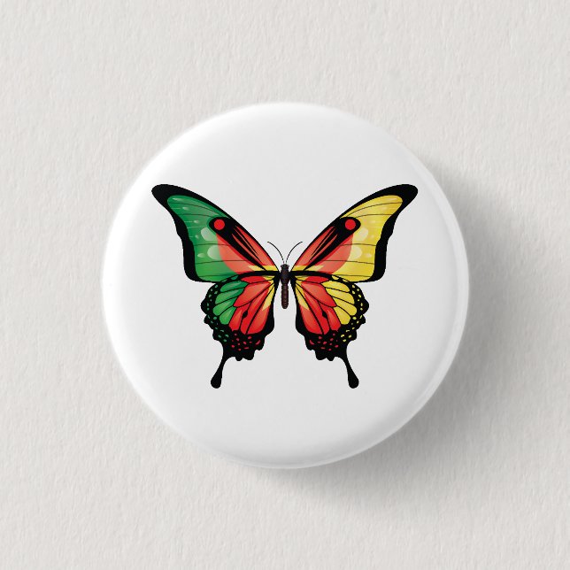 Kamerun Frack Butterfly Flag Sticker Button (Vorderseite)