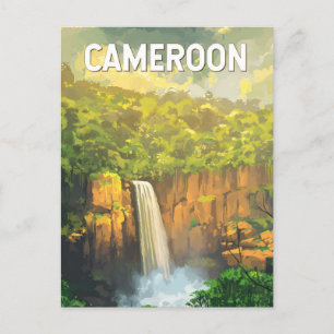 Kamerun Illustration Reise Kunst Vintage Postkarte