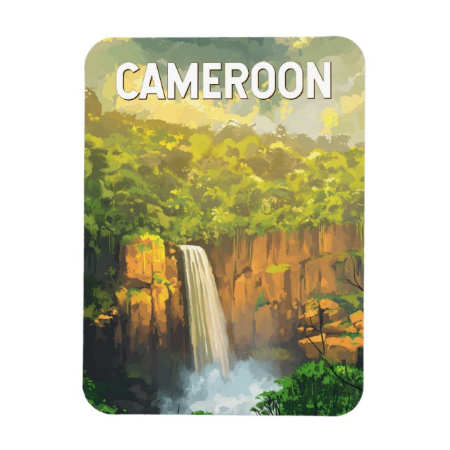 Kamerun Illustration Travel Art Vintag Magnet (Vertikal)