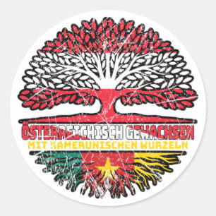 Kamerun Kamerunisch Österreichisch Österreich Baum Runder Aufkleber