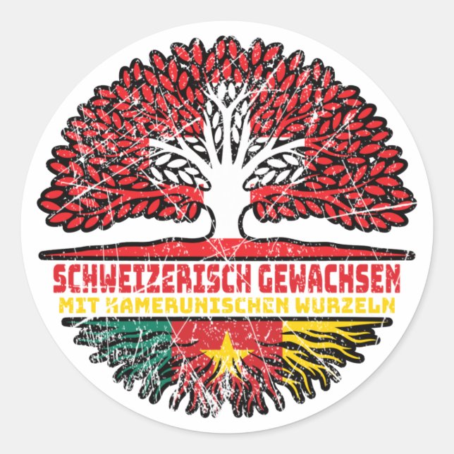 Kamerun Kamerunisch Schweizer Schweiz Baum Wurzel Runder Aufkleber (Vorderseite)