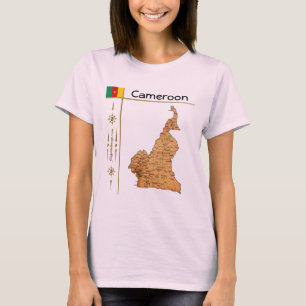 Kamerun Karte + Flagge + Titel T - Shirt